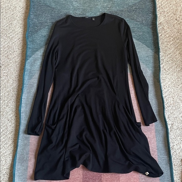 Betabrand Classic Black Silk Blend Dress W/ Pockets - Picture 7 of 10
